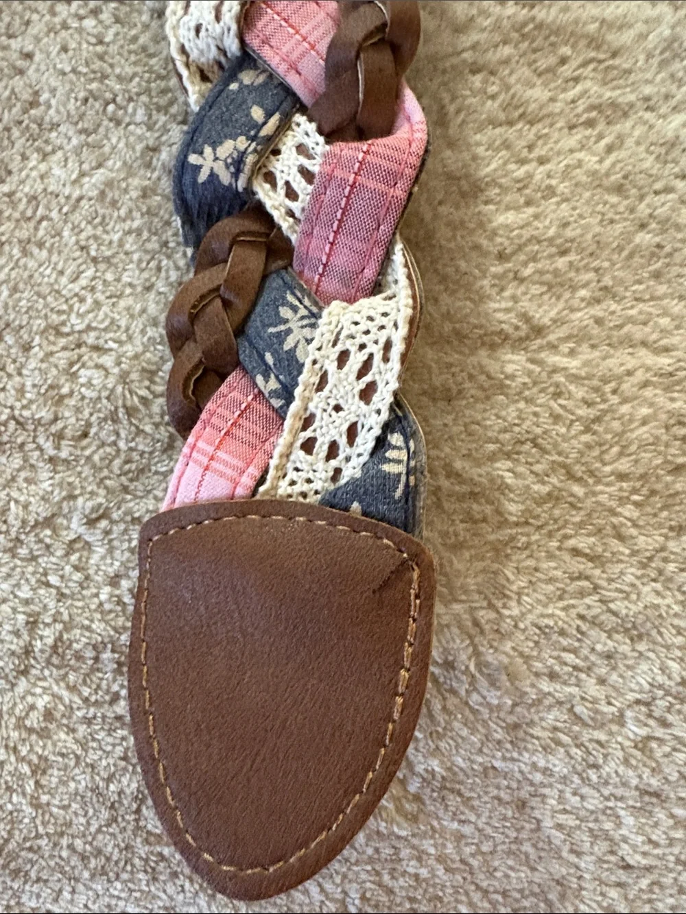 Vintage Leather/ Lace/ Quilted Cotton Braided Bohemian traditional crafted Belt